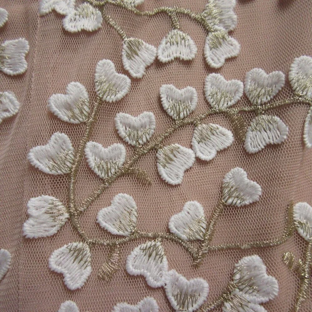 NWT BCBG MaxAzria Emery in Bare Pink 3D Floral Embroidered Asymmetric Dress 4 - Picture 4 of 6